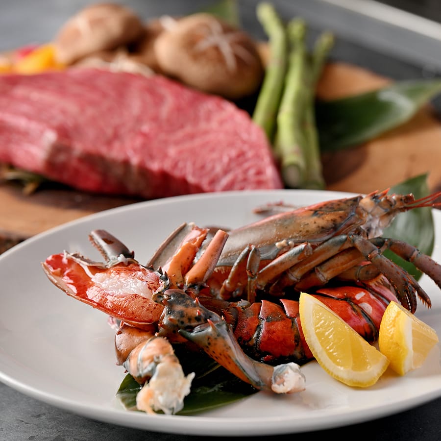 活き〆伊勢海老と特選A5黒毛和牛コース